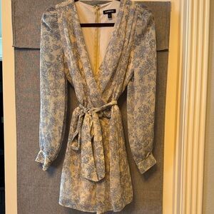 Floral V-Neck Surplice Tie-Waist Romper from Express